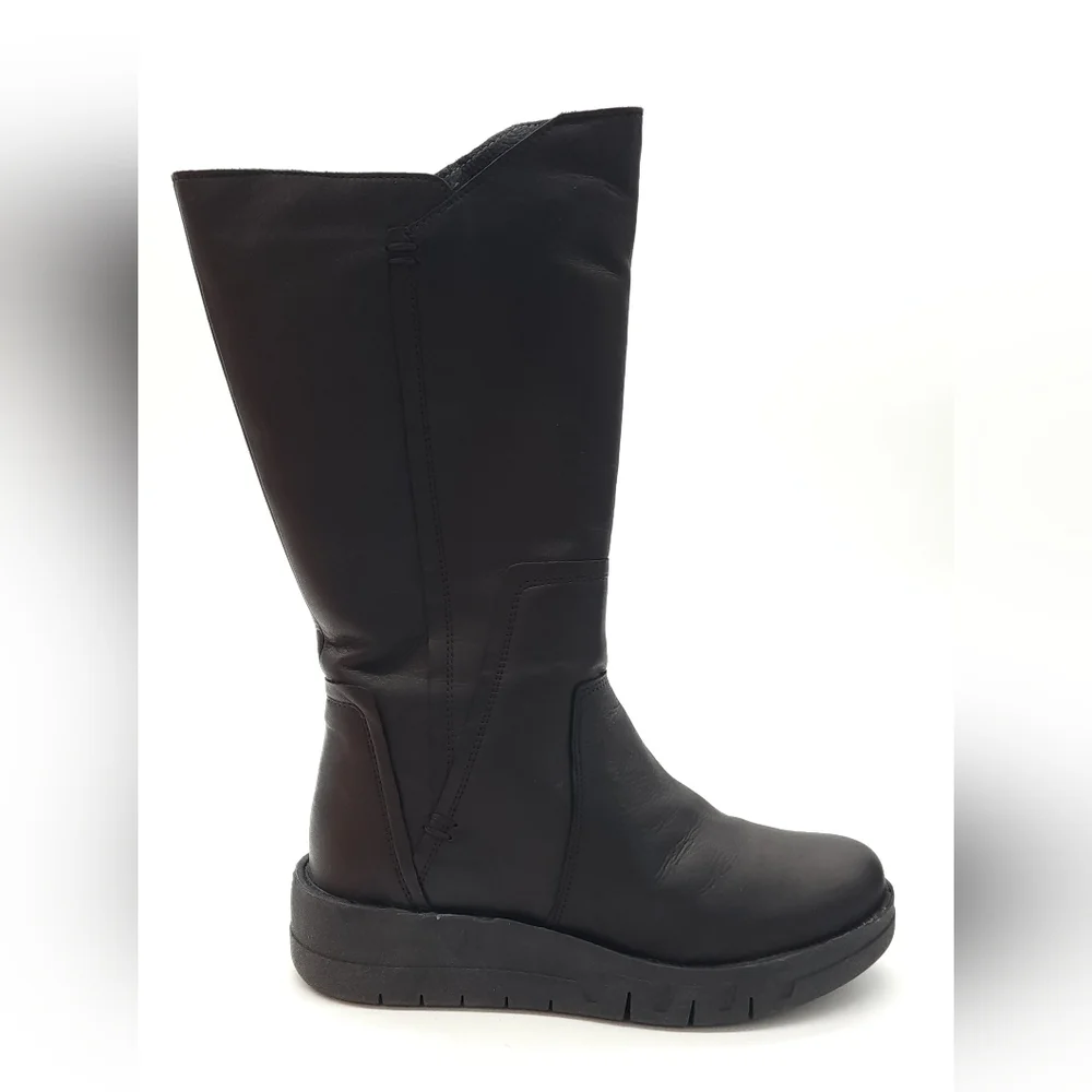 Miz Mooz Lear Black Leather Zip Up Mid Calf Boots - Picture 5 of 10